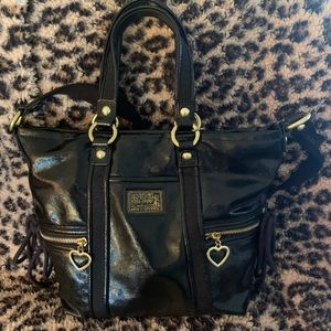 COACH Poppy Black Liquid Gloss Daisy Hobo